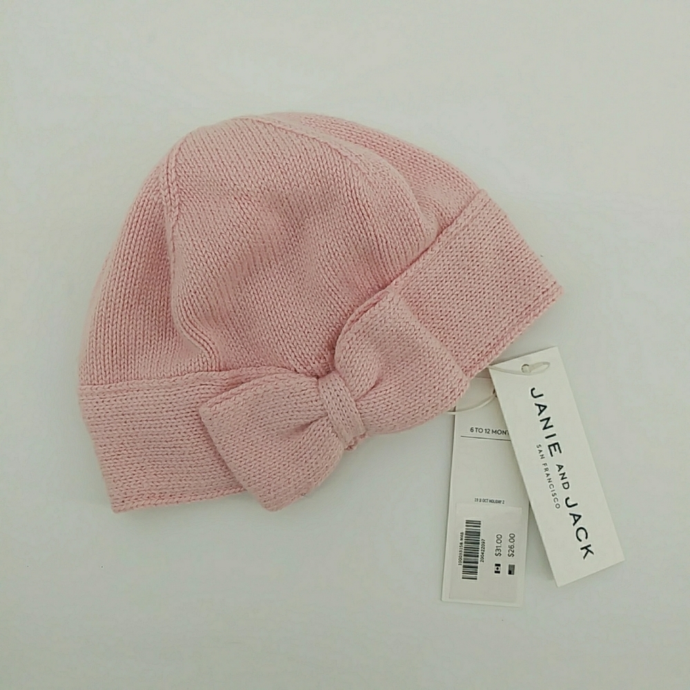 NWT Janie and Jack Pink Bow Hat 6-12 Months